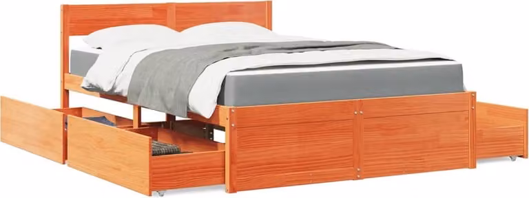 Maison Exclusive - Letto con cassetti e materasso marrone cerato 120x200 cm pino
