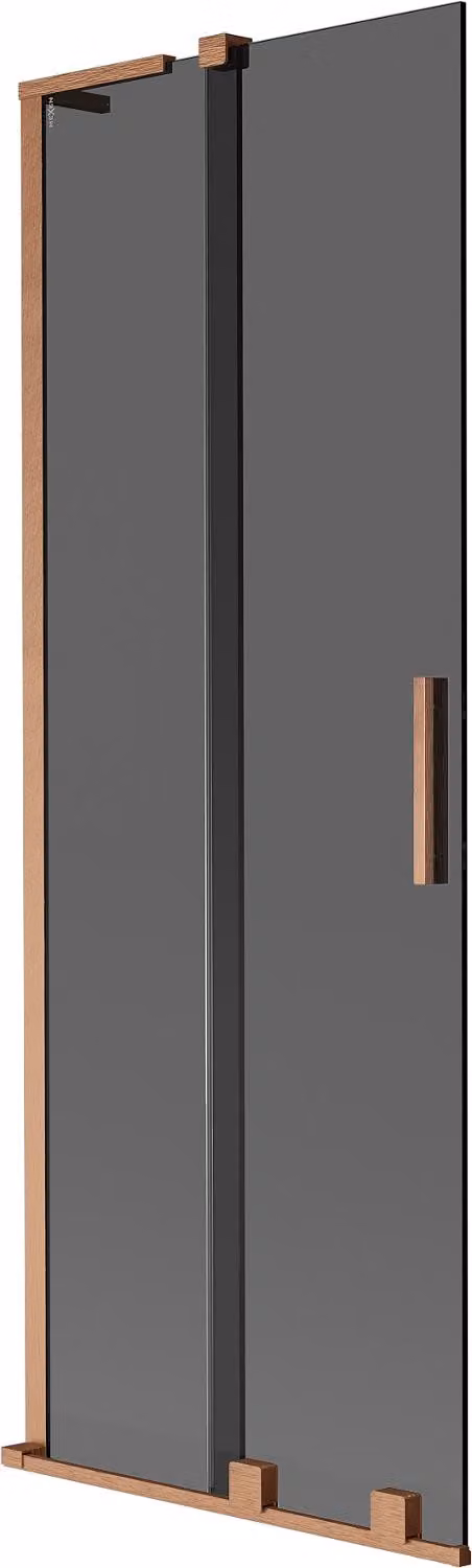 Mexen Velar L paratia vasca da bagno a 2 ante scorrevoli 70 x 150 cm, grafite, rame spazzolato - 896-070-003-41-65