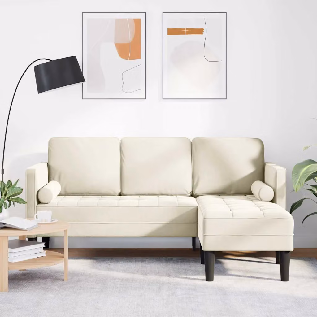 Set di divani ad angolo vidaXL in tessuto beige con cuscini inclusi