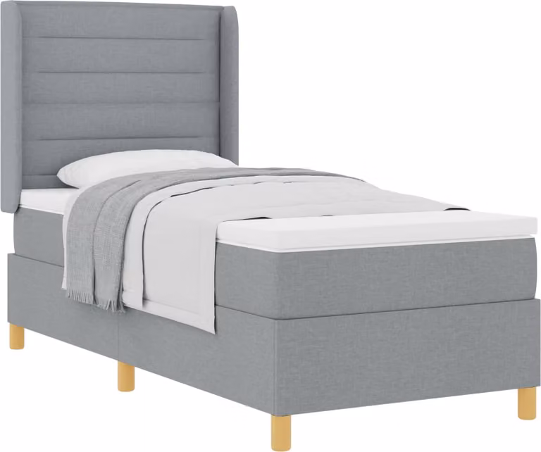 Letto a molle con materasso Grigio chiaro 90 x 200 cm Tessuto