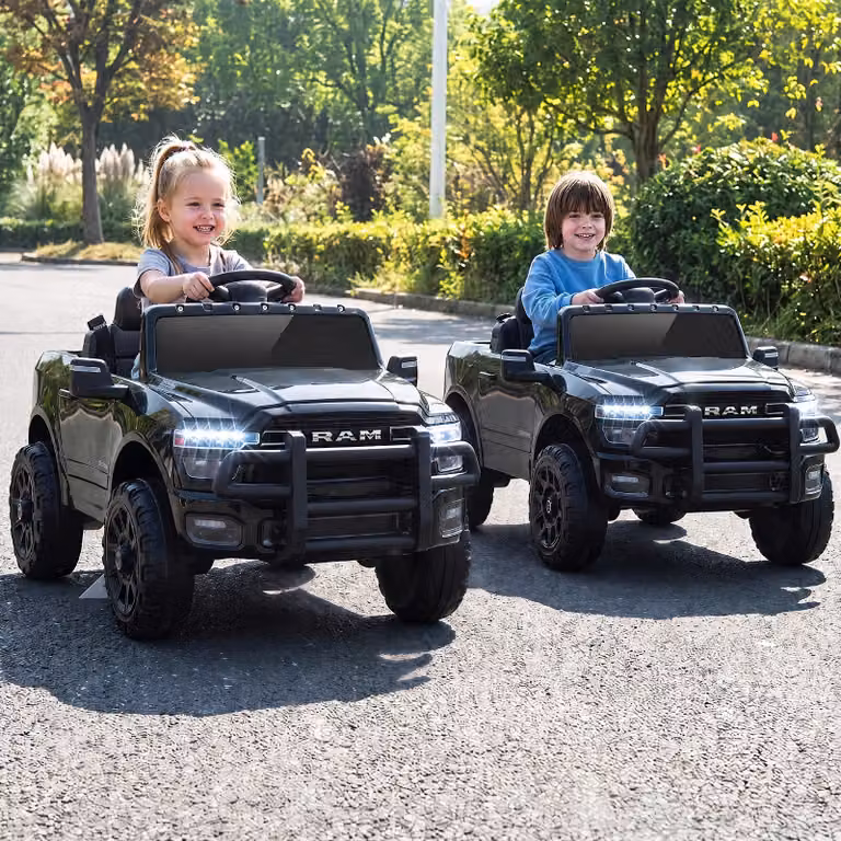 Auto elettrica Costway per bambini 12V con telecomando, luci LED e musica, veicolo elettrico nero per bambini dai 3 agli 8 anni