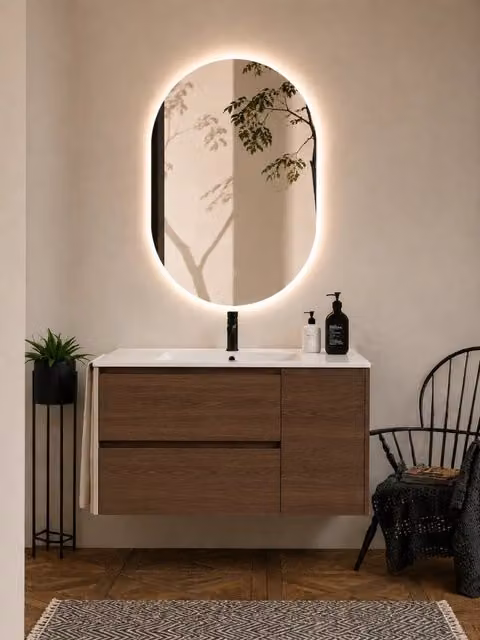 Mobile bagno con lavabo ORIGENBATH ITACA senza specchio 60x35 cm frassino tea