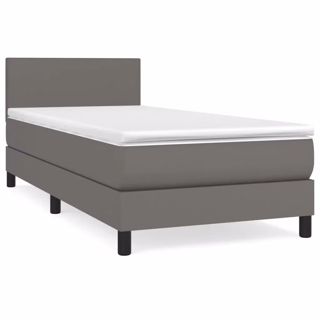 Letto a molle con materasso ibrido vidaXL in similpelle grigia e bianca L/P/H: 90 x 200 cm – 2