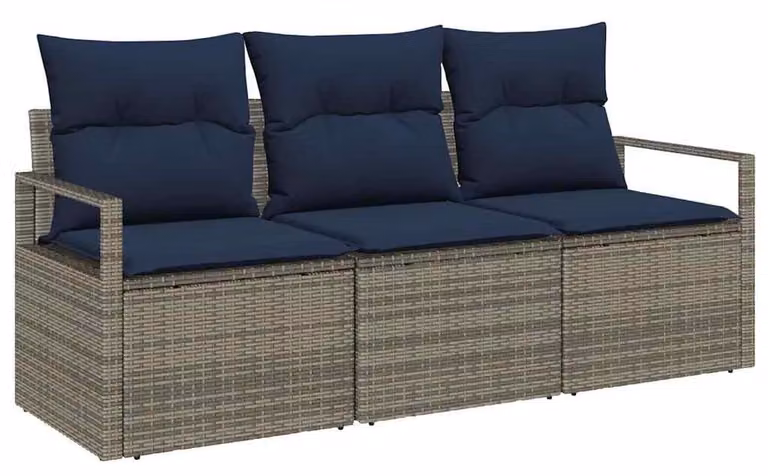 Set di divani 3 pcs Grigio polyrattan