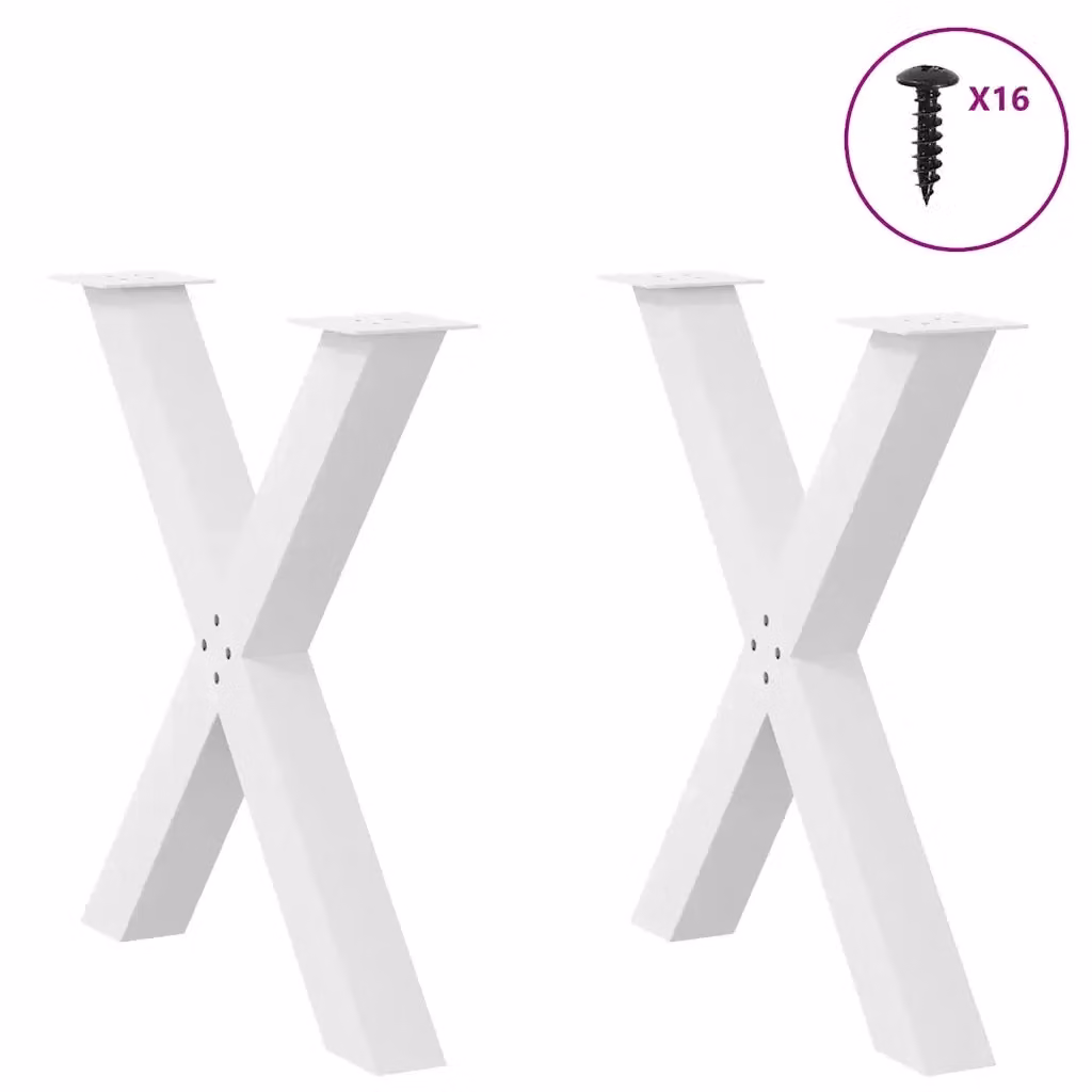 Coppia di gambe per tavolo da pranzo a forma di X vidaXL in metallo bianco con altezza regolabile H: 70-73 cm – 2