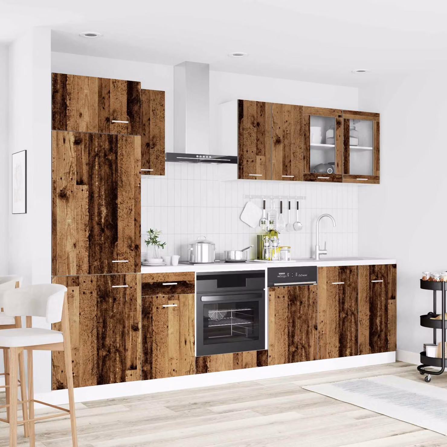 vidaXL Unità Cucina Lyon 8 Pezzi in Legno Ingegnerizzato Marrone Moderno