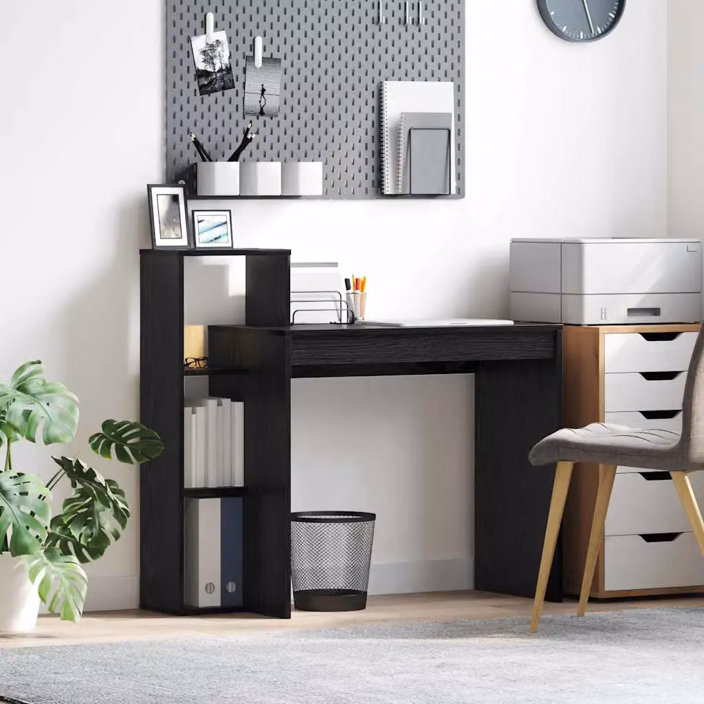 Scrivania moderna vidaXL in legno MDF rovere e nero L: 100 cm, P: 40 cm, H: 90 cm
