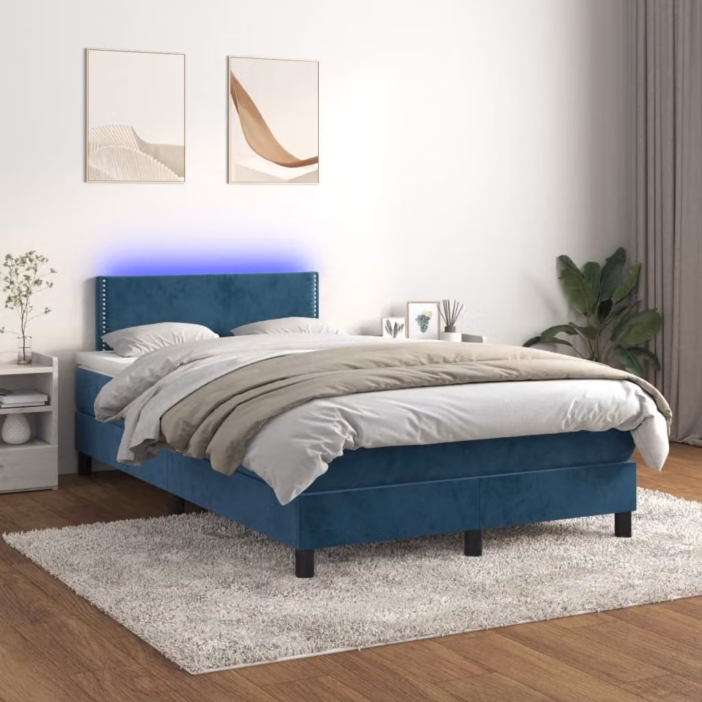 Maison Exclusive - Letto a Molle con Materasso e LED Blu Scuro 120x200cm
