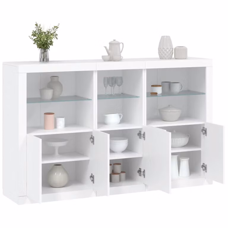 vidaXL Credenza Moderna con Luci LED Bianca L: 162 cm, P: 37 cm, H: 100 cm