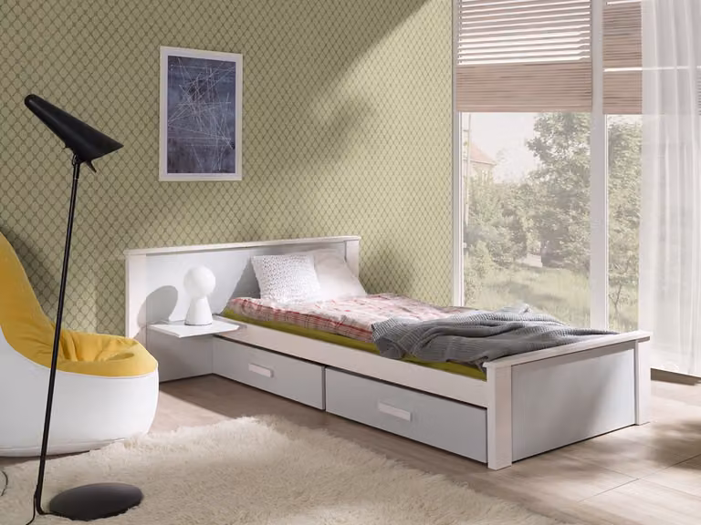 Letto per bambini con spazio di archiviazione 80x180 POLCH PLUS - bianco / grigio