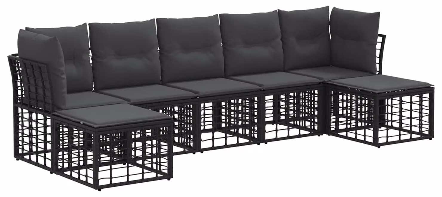 Set di divani da esterno Nero Poliestere