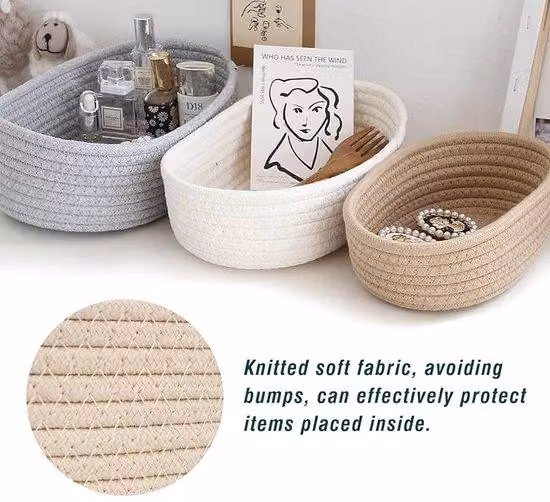 Cestini portaoggetti intrecciati - set di 3 cestini portaoggetti eleganti - cotone