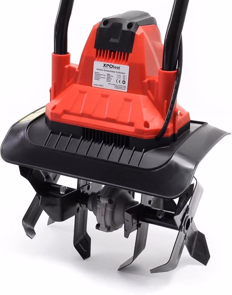 Frantoio da giardino elettrico con motore da 1050W, 380 giri/min, fresa per terreno da 4x4, 4 lame e profondità di fresatura di 220 mm
