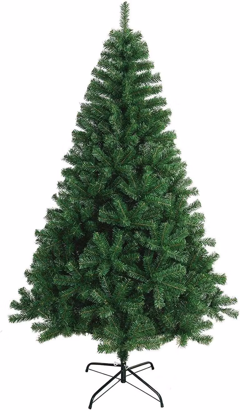 Albero di Natale artificiale, 150 cm di altezza, colore verde scuro, base in metallo, 380 punte, ideale per le festività