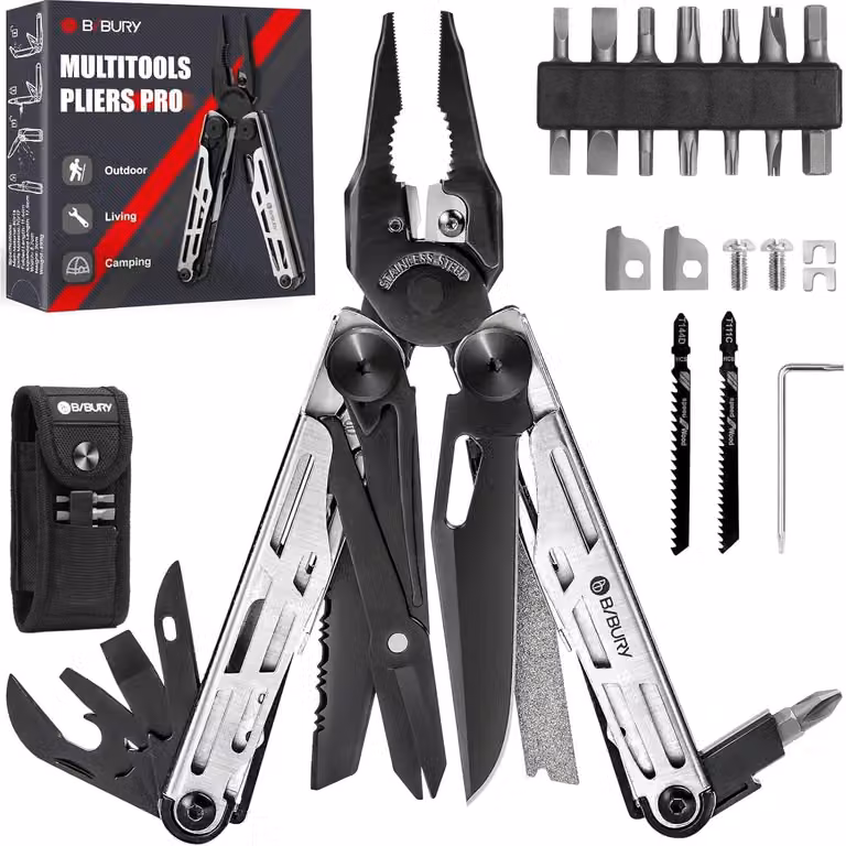 Pinza multifunzione - 32 funzioni - Con custodia in nylon - Acciaio inox