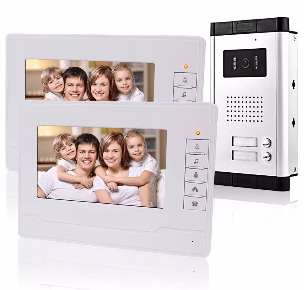 Videocitofono da interno, schermo da 7 pollici, cablato, con 2 pulsanti, risoluzione 480p, colore bianco (materiale: plastica)