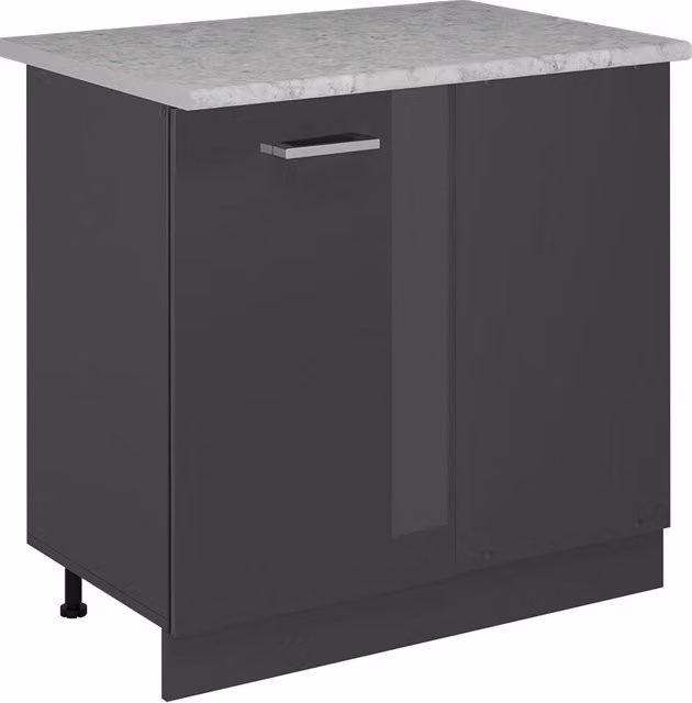 Mobile ad angolo cucina R-Line Antracite lucido/Antracite 86 cm PL Marmo Vicco