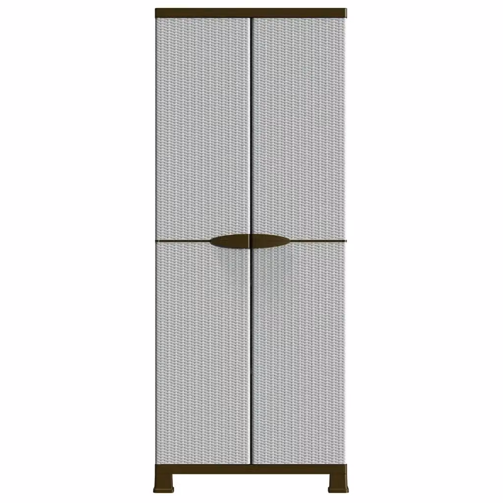 Mobile contenitore moderno HELLOSHOP26 in plastica grigia con ante a battente e ripiani interni, L: 68 cm, P: 39 cm, H: 171,5 cm – 2