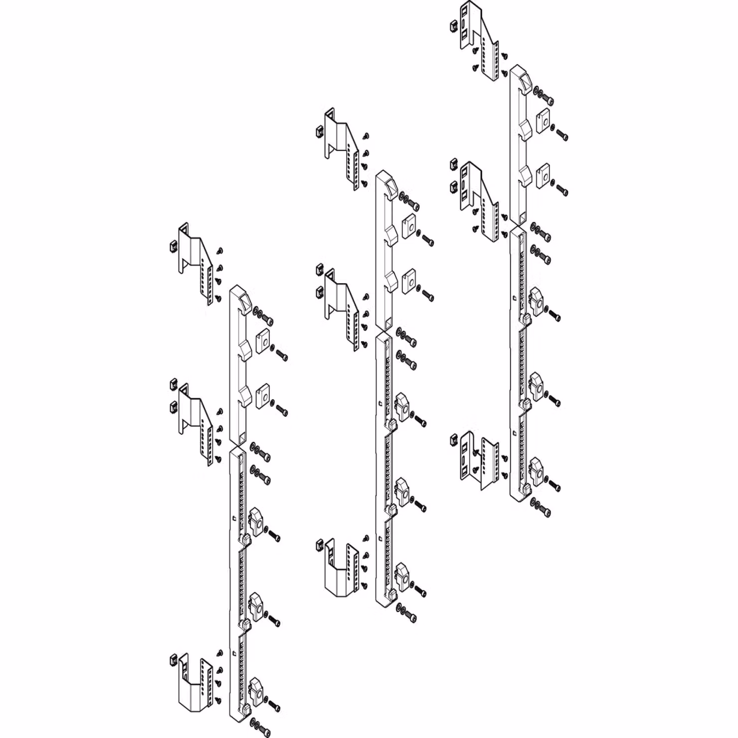 Modulo barra collettrice ABN a incasso 3-4FB/8RE 185 mm per CU 40x10 - 60x10 mm, a 5 poli, EBM 150 mm MTS48905