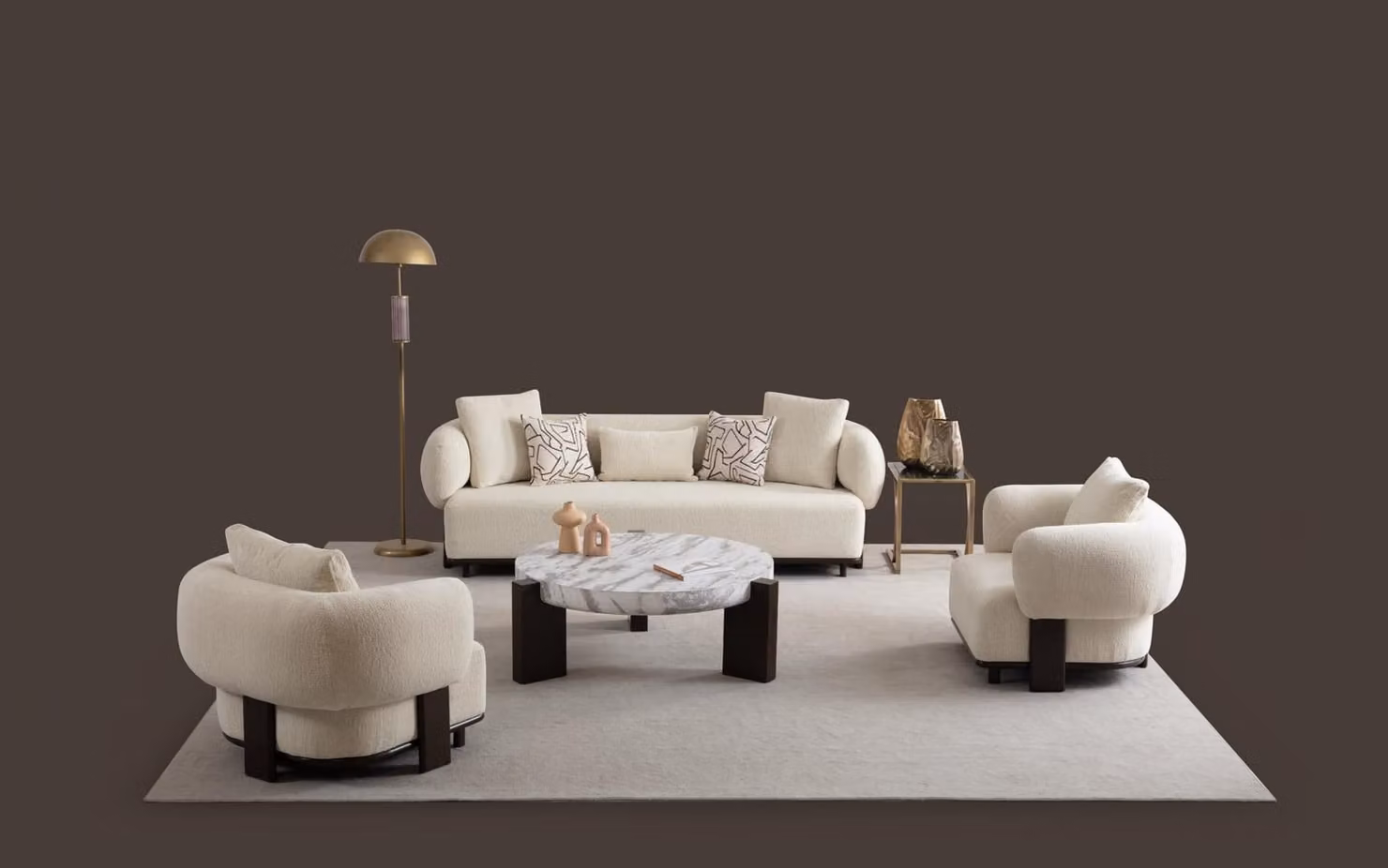 Sofa 2x Set 3 Sitzer Sessel Weiß Design Modernes Wohnzimmer Set Sofagarnitur
