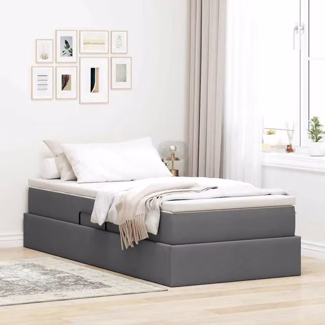 Letto con contenitore e materasso Grigio scuro 90 x 200 cm 3370201