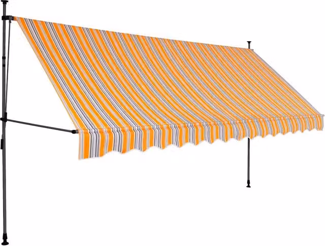 Tenda da Sole Retrattile Manuale con LED-Tenda parasole per Patio 350 cm Gialla e Blu