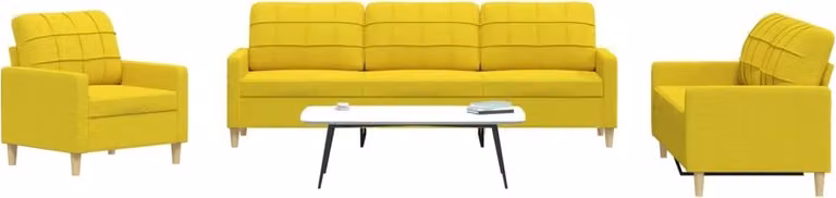 Maison Exclusive - Set divano 3 pezzi in tessuto giallo chiaro