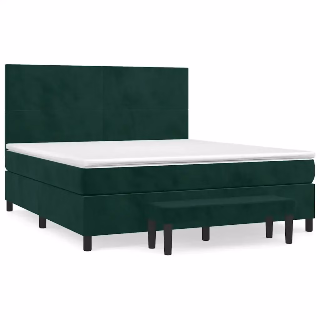 Giroletto a Molle con Materasso Ibrido vidaXL in Velluto Verde e Bianco L/P/H: 200 x 160 x 128 cm – 2
