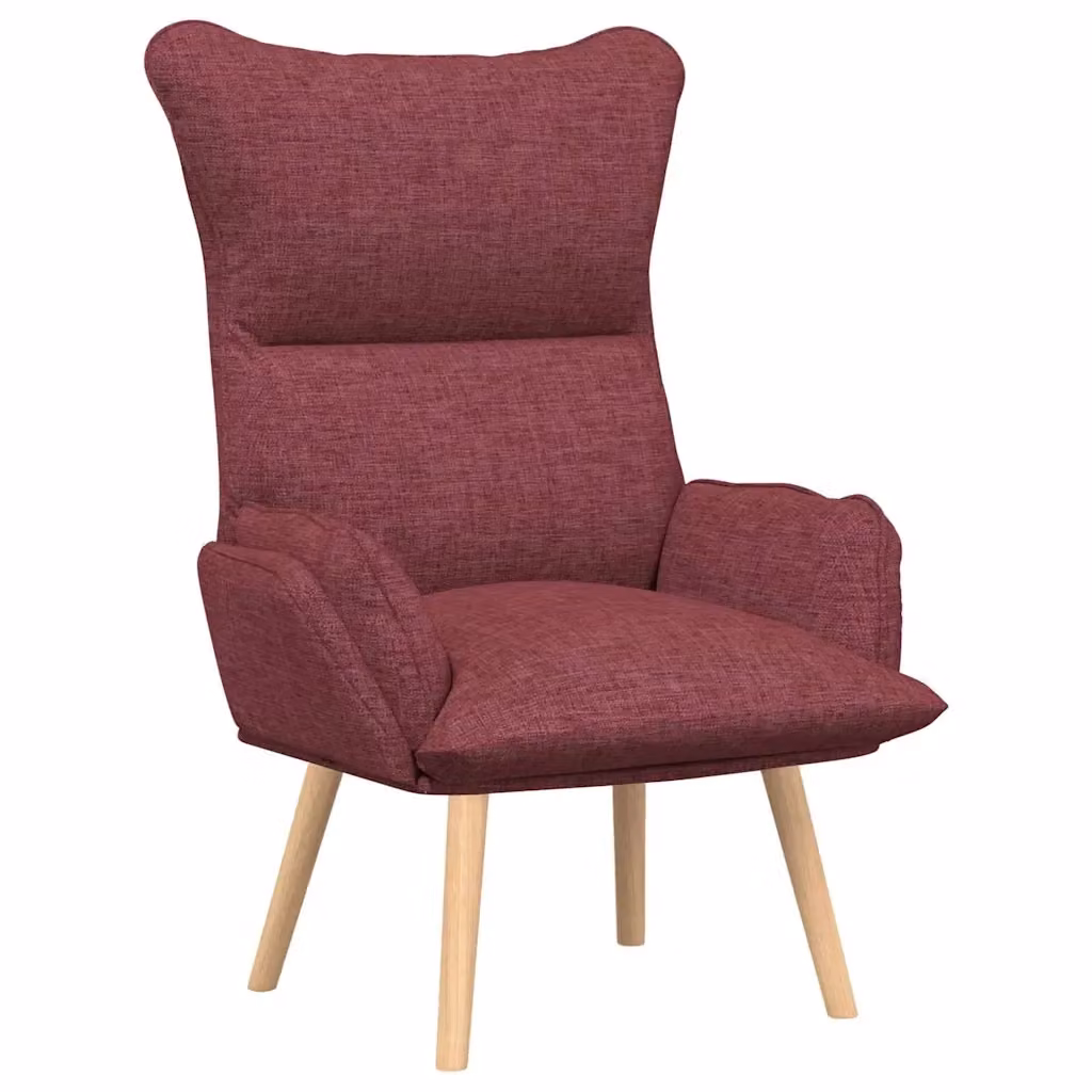 Poltrona relax moderna in tessuto rosso vino con struttura in legno e compensato L: 69 cm, P: 74 cm, H: 93 cm – 2