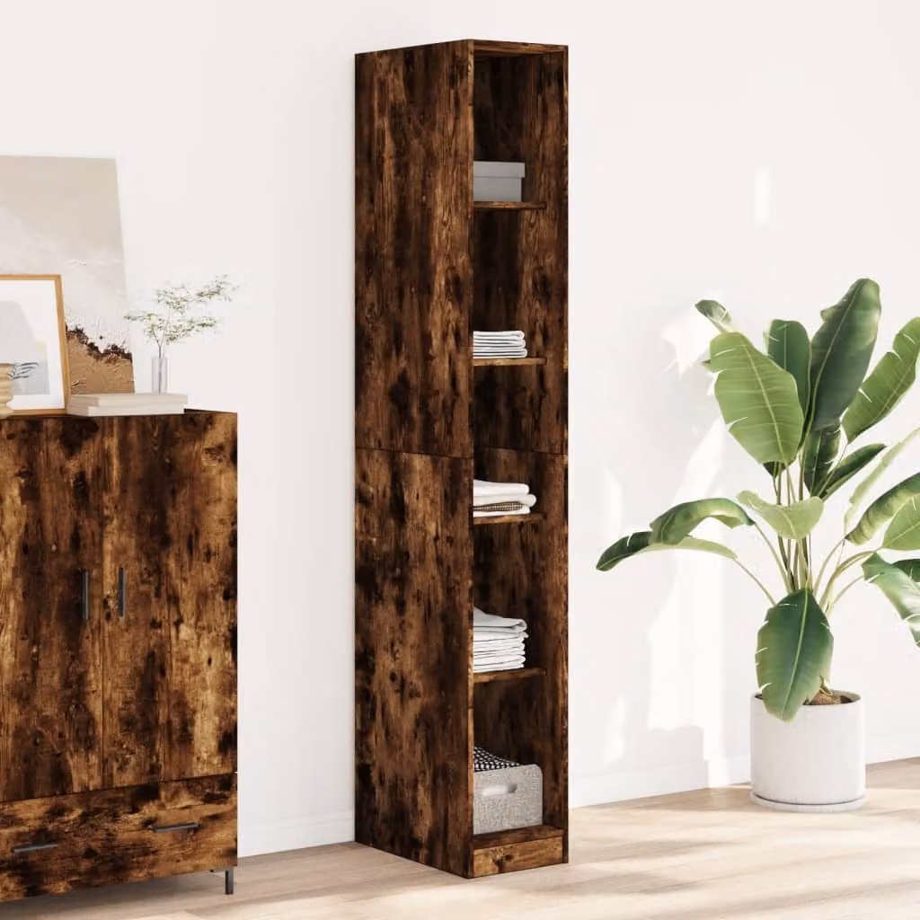 Armadio da parete vidaXL in legno MDF color marrone opaco con ante a battente e ripiani interni L/P/H: 30 x 50 x 200 cm