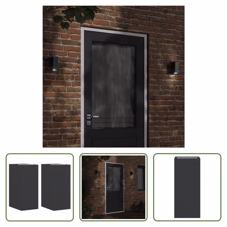 The Living Store Luci da parete per esterni 2 pezzi in alluminio pressofuso nero