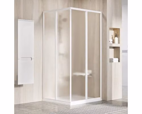 Un lato della cabina doccia RAVAK SRV2-80 195 S white+Grape 14V401O2ZG