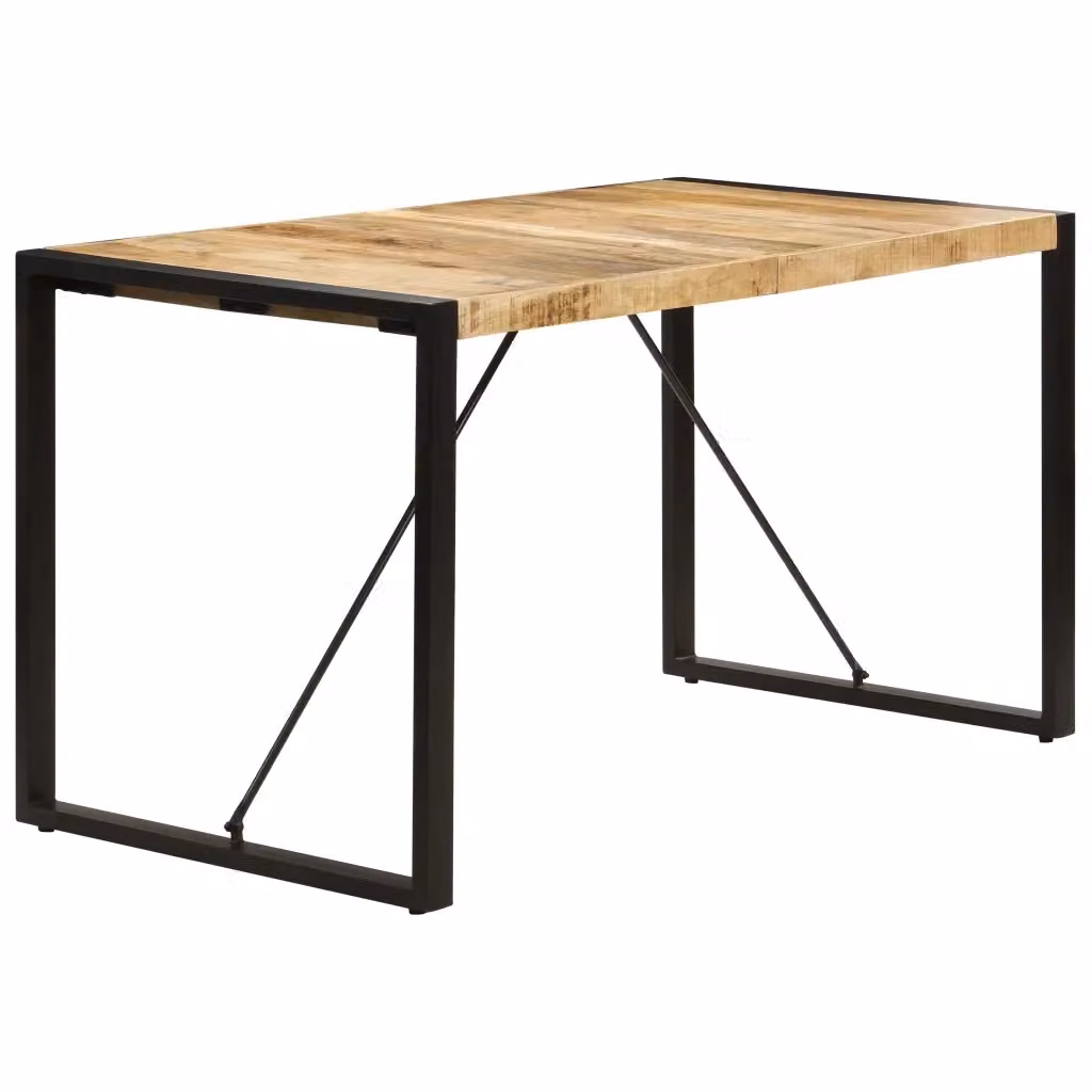 Tavolo da pranzo rettangolare in legno di mango e metallo stile industrial vidaXL L: 140 cm, P: 70 cm, H: 75 cm, marrone e nero – 2