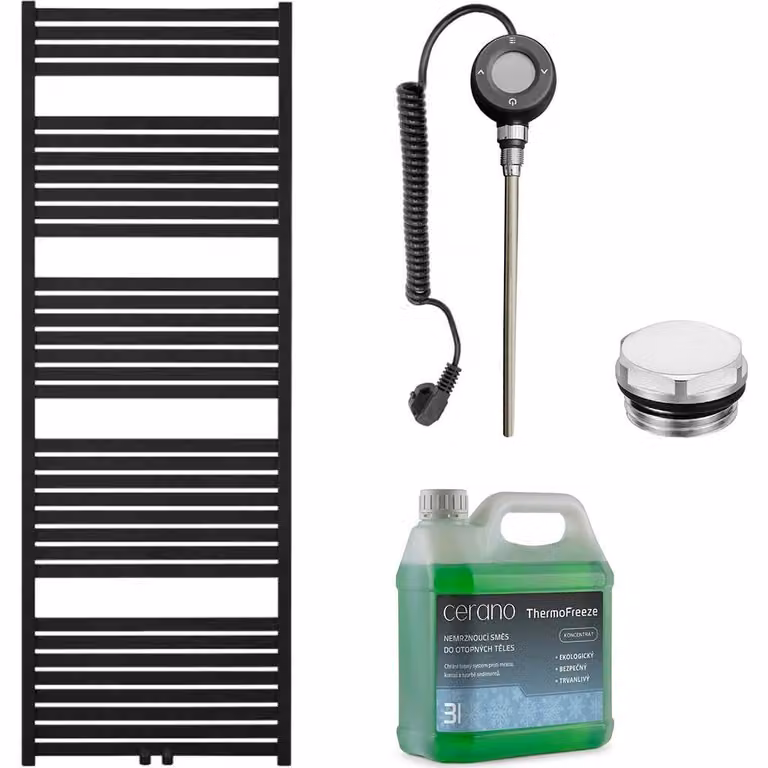 Set di radiatori elettrici da bagno Vincenzo - WIFI - 600W - nero opaco - 1700x600 mm
