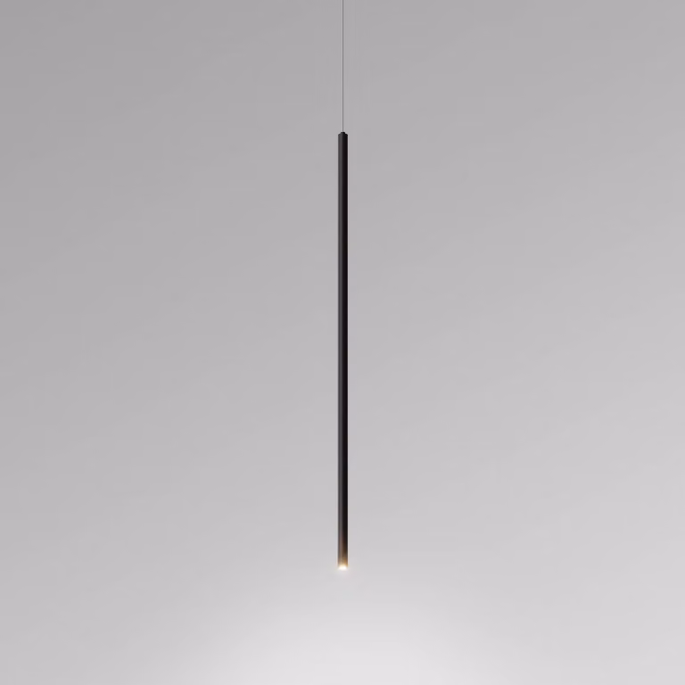 Egger Licht Lampada a sospensione DLS Spago 60 T, nero, Ø 1,4 cm alluminio, Nero, Soggiorno / Sala da pranzo, Alluminio, Moderno