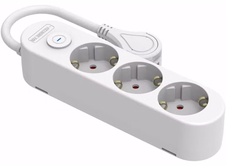 Silber Elektronik - Protek Plus 3-base con interruttore Cavo 1,5m IP20 Bianco