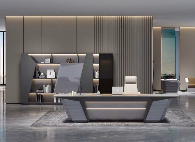 Praktisches Set: Schreibtisch und Büroschrank in modernem Design