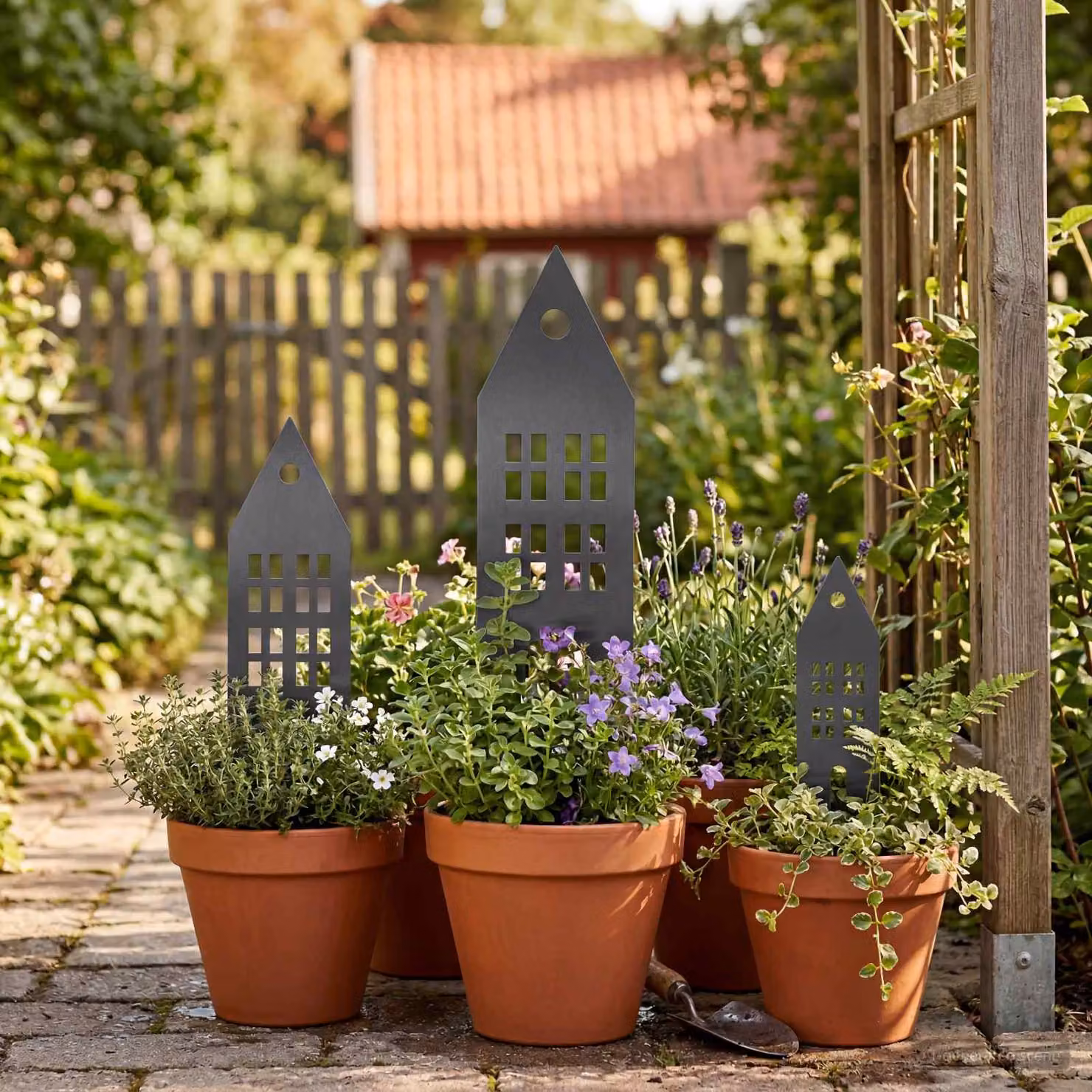 Set di 3 pali da giardino vidaXL in metallo color antracite, L/P/H: 41 x 10 x 0,08 cm