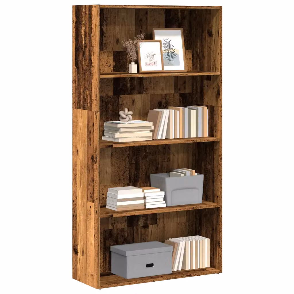 Libreria vidaXL in legno multistrato e MDF color marrone stile rustico, L 80 cm, P 30 cm, H 152 cm