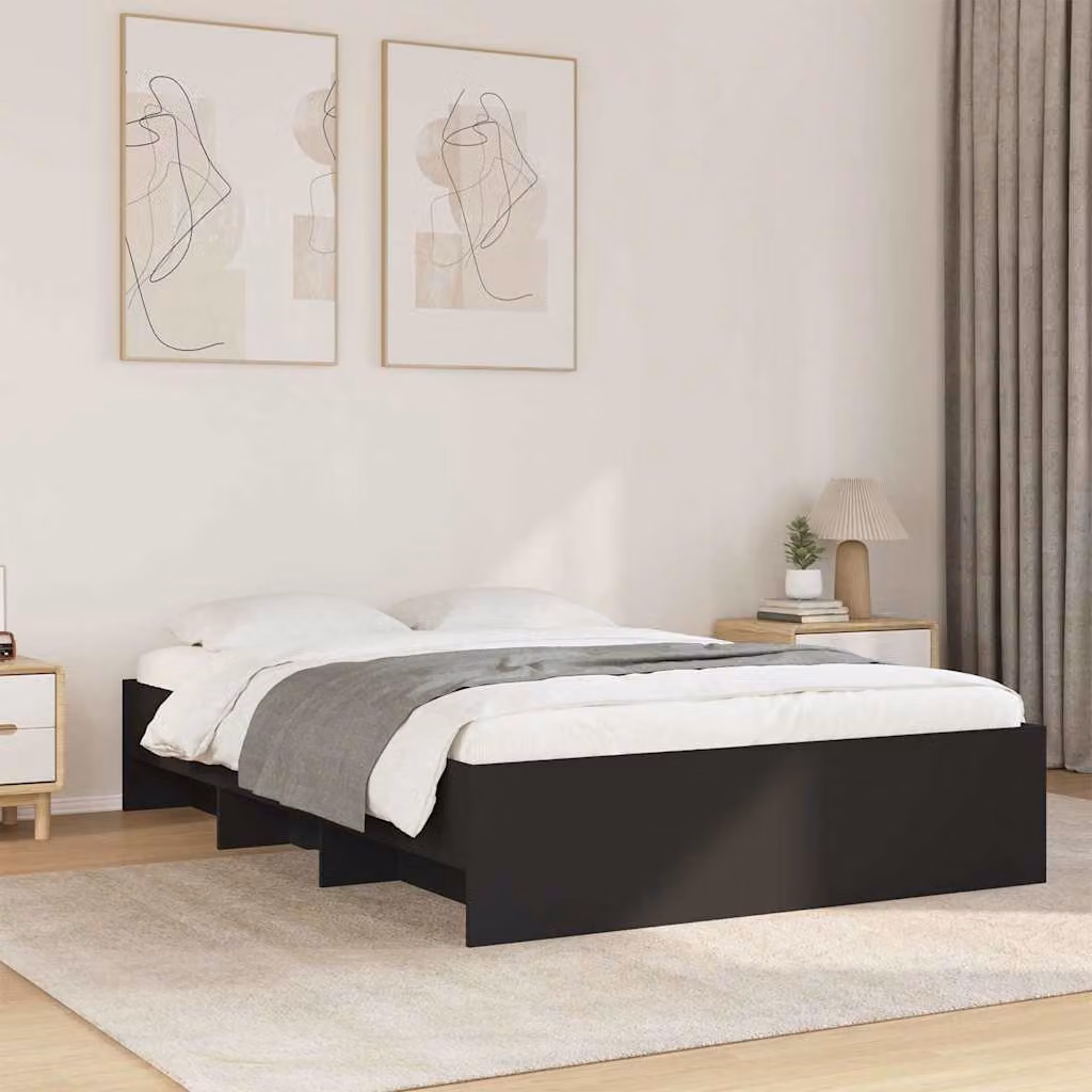 Giroletto vidaXL in legno multistrato nero con doghe fisse L/P/H: 200 x 120 x 35 cm – 1