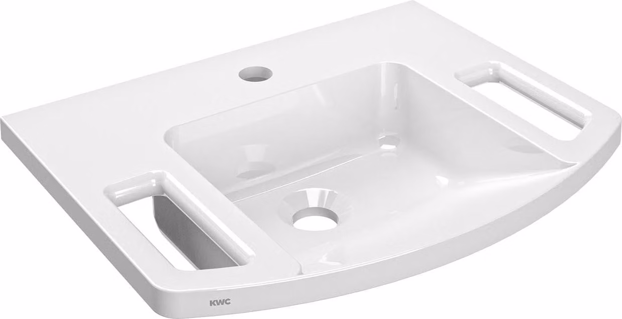 KWC AR Lavamano, EXOS, MIRANIT, 500x125x400 mm, bianco, foro per rubinetto, maniglia