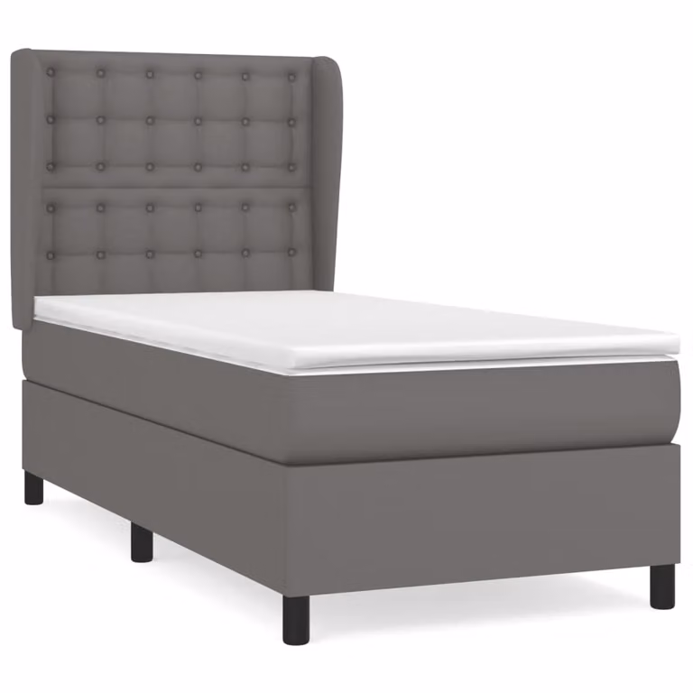 Giroletto a Molle con Materasso Grgio 80x200 cm in Pelle finta