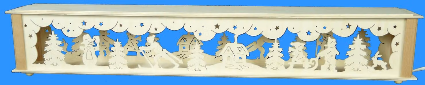 Alzata decorativa per Natale, adatta anche per bambini, con illuminazione. Dimensioni: 72x10x10 cm. Nuova