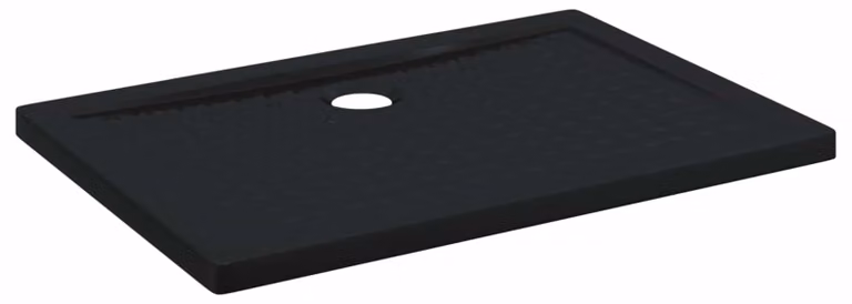Piatto doccia con puntali, 100 x 70 x 4 cm, in ABS, colore nero