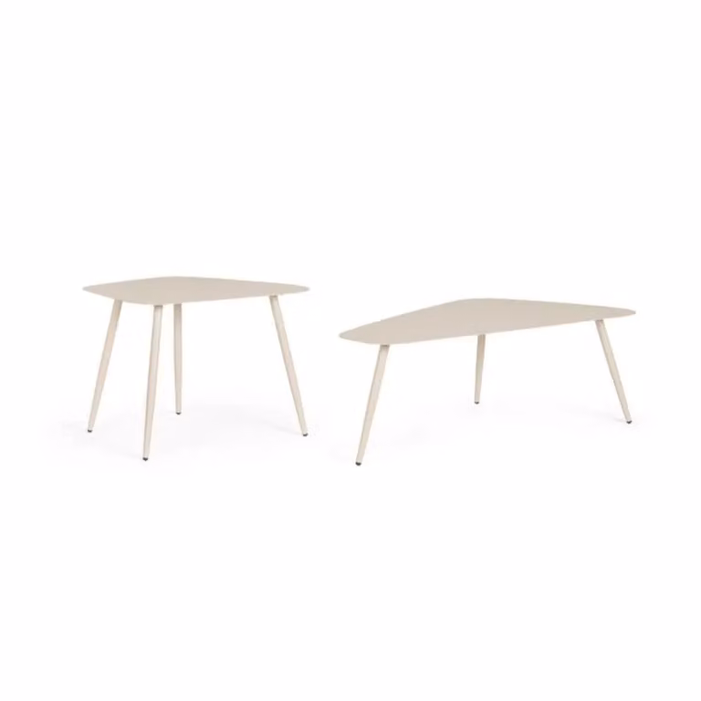 Set di 2 tavolini YVONNE in acciaio beige