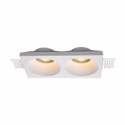 Portafaretto LED da Incasso rettangolare 2xGU10 in Gesso con Taglio netto Colore Bianco