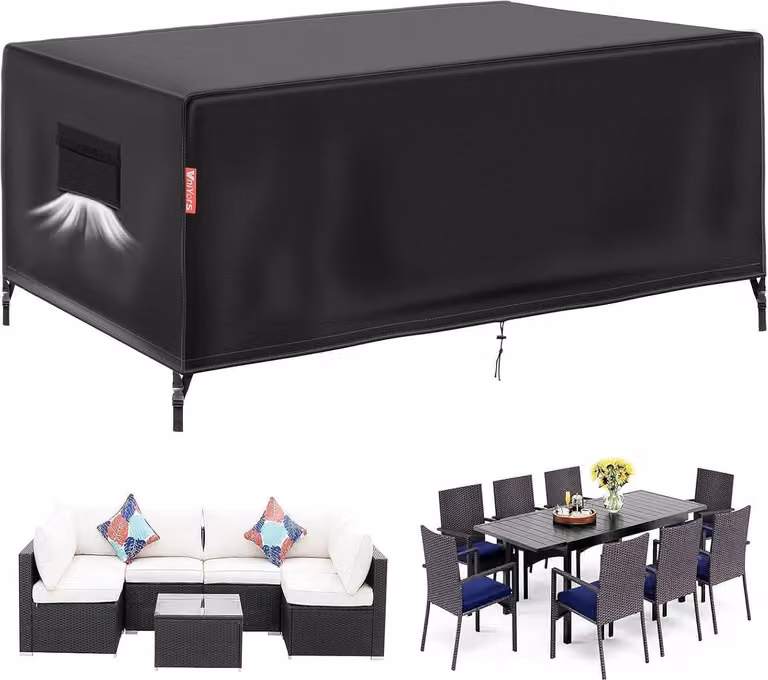 Copertura per mobili da giardino 600D Oxford impermeabile nero 230×165×80CM