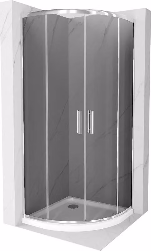 Mexen Rio cabina doccia semicircolare 80 x 80 cm, grafite, cromo + piatto doccia Flat, bianco - 863-080-080-01-40-4110