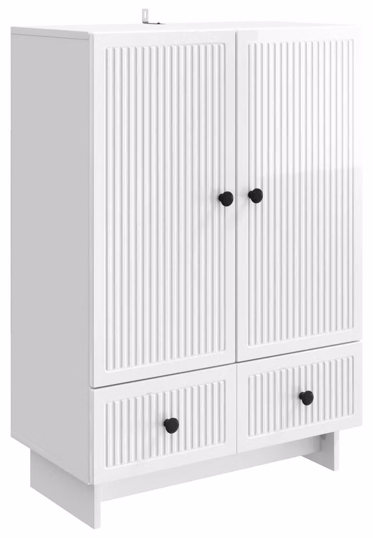 Credenza Bianco Lucido 66 x 34,5 x 95 cm Legno ingegnerizzato