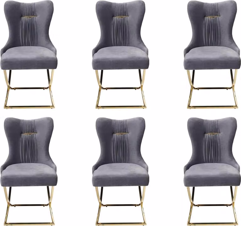 Stilvoll Esszimmer 6x Stühle Luxus Sessel Stuhl grau Sessel Wohnzimmer Möbel